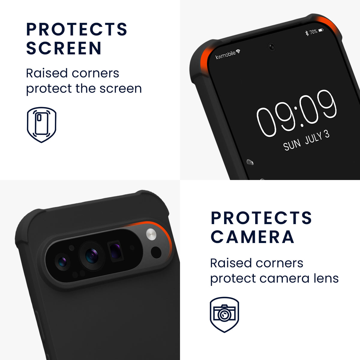 kwmobile Necklace Case compatible with Google Pixel 9 / Pixel 9 Pro - Cover with Lanyard - Silicone Protective Case