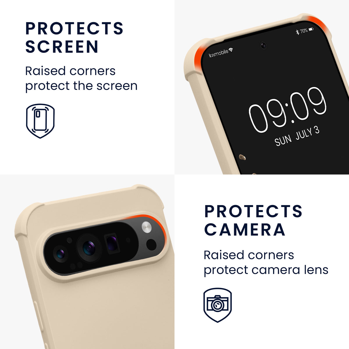 kwmobile Necklace Case compatible with Google Pixel 9 / Pixel 9 Pro - Cover with Lanyard - Silicone Protective Case