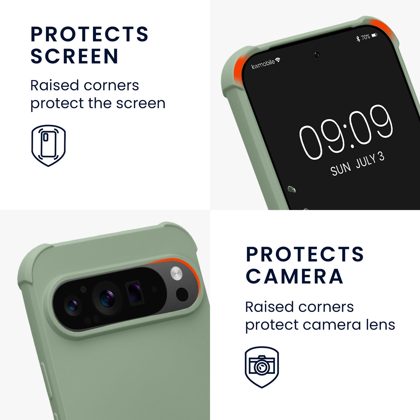 kwmobile Necklace Case compatible with Google Pixel 9 / Pixel 9 Pro - Cover with Lanyard - Silicone Protective Case