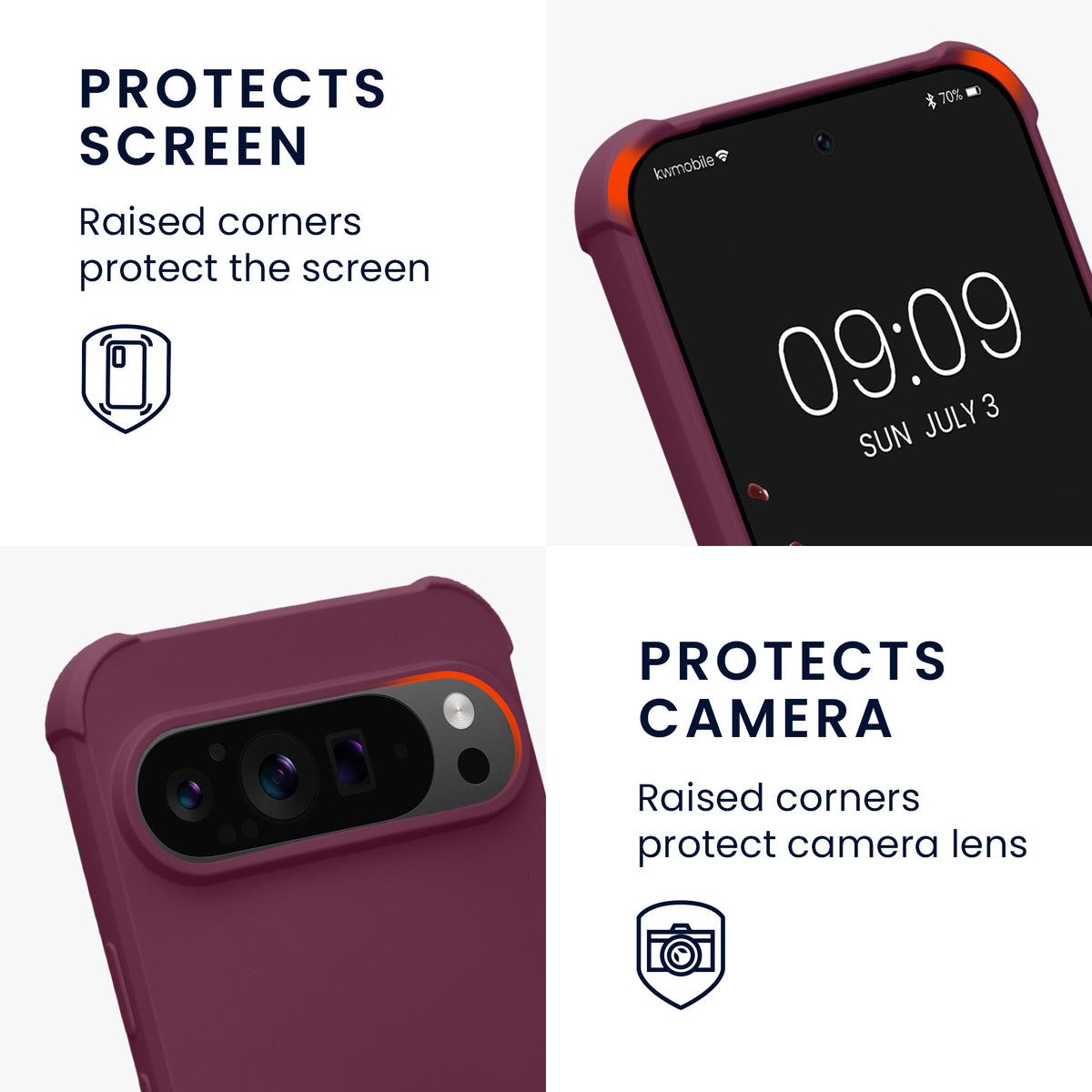 kwmobile Necklace Case compatible with Google Pixel 9 / Pixel 9 Pro - Cover with Lanyard - Silicone Protective Case