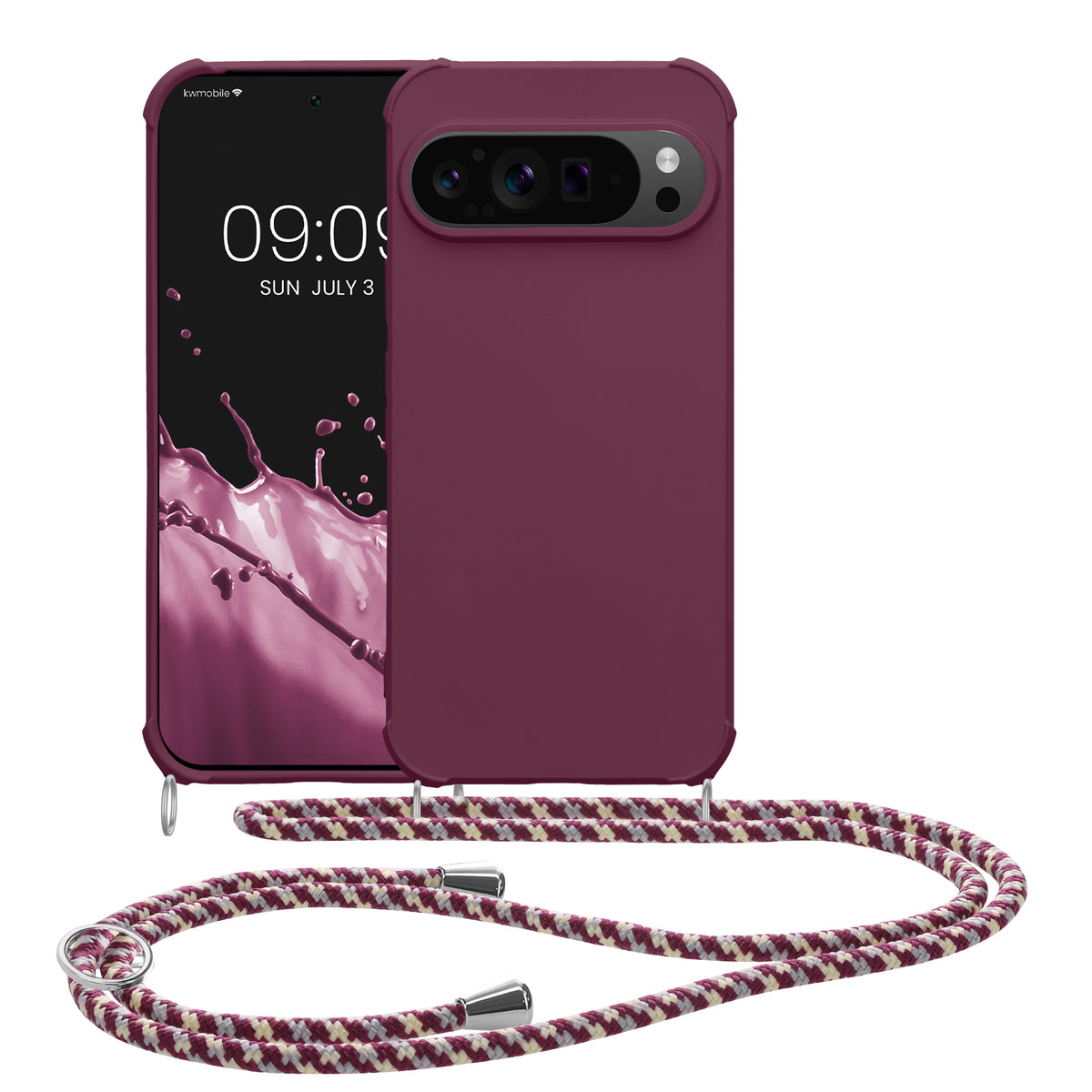 kwmobile Necklace Case compatible with Google Pixel 9 / Pixel 9 Pro - Cover with Lanyard - Silicone Protective Case