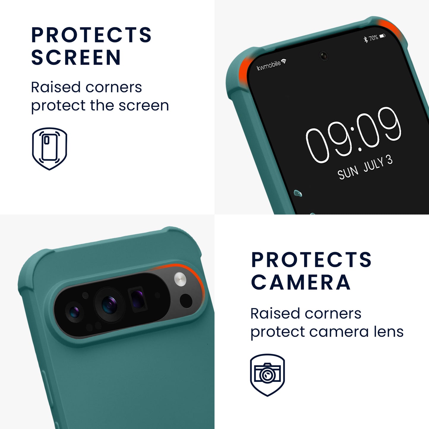 kwmobile Necklace Case compatible with Google Pixel 9 / Pixel 9 Pro - Cover with Lanyard - Silicone Protective Case