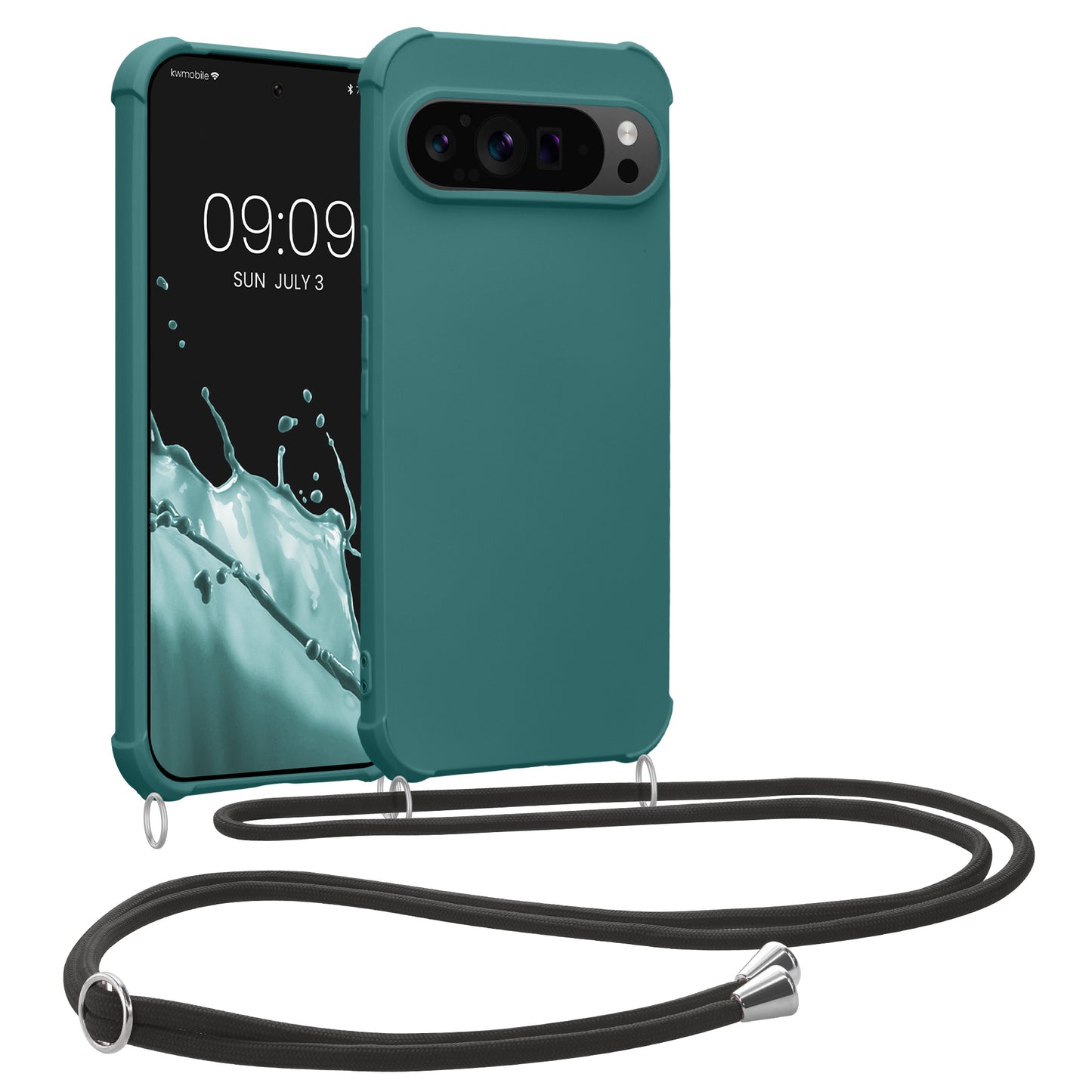 kwmobile Necklace Case compatible with Google Pixel 9 / Pixel 9 Pro - Cover with Lanyard - Silicone Protective Case