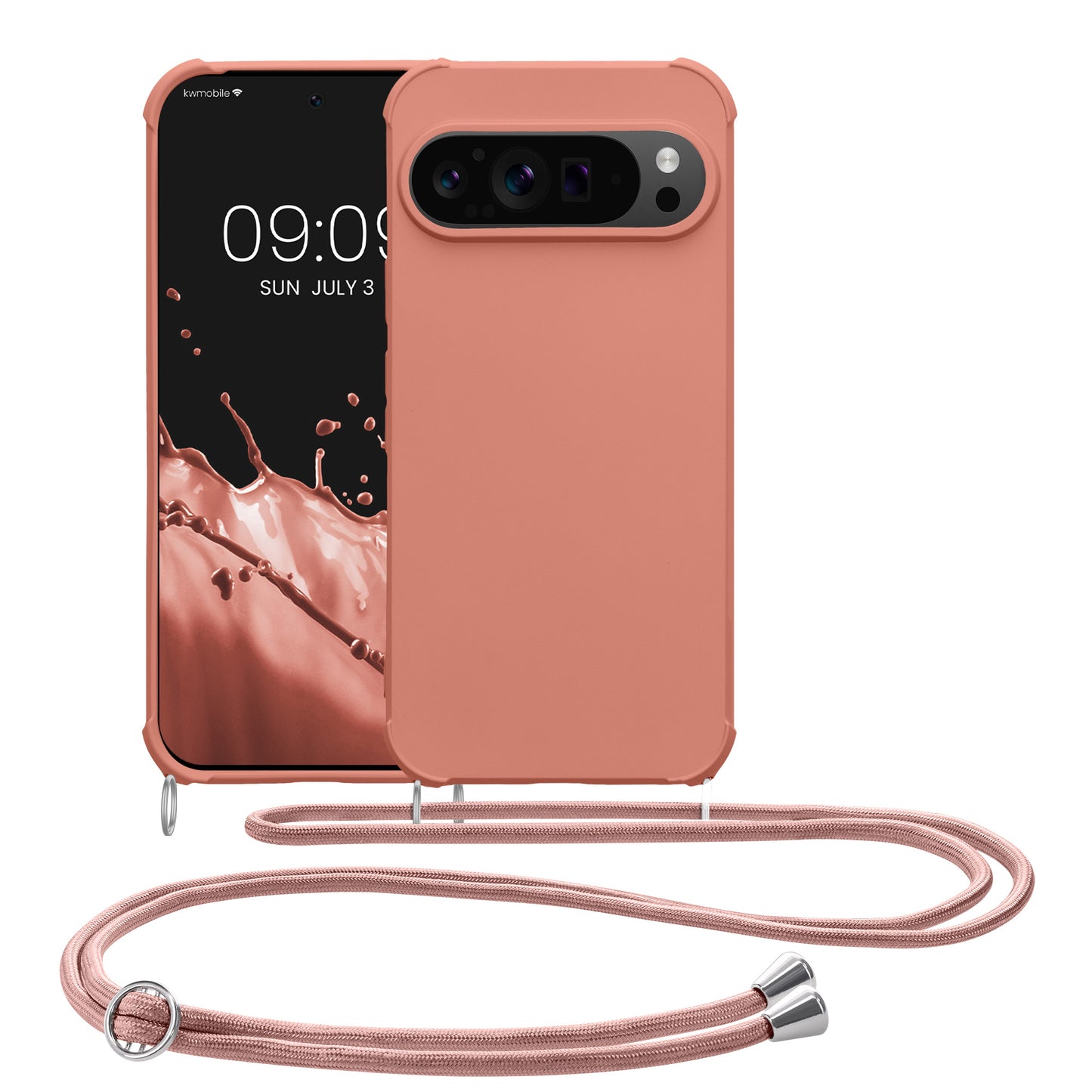 kwmobile Necklace Case compatible with Google Pixel 9 / Pixel 9 Pro - Cover with Lanyard - Silicone Protective Case
