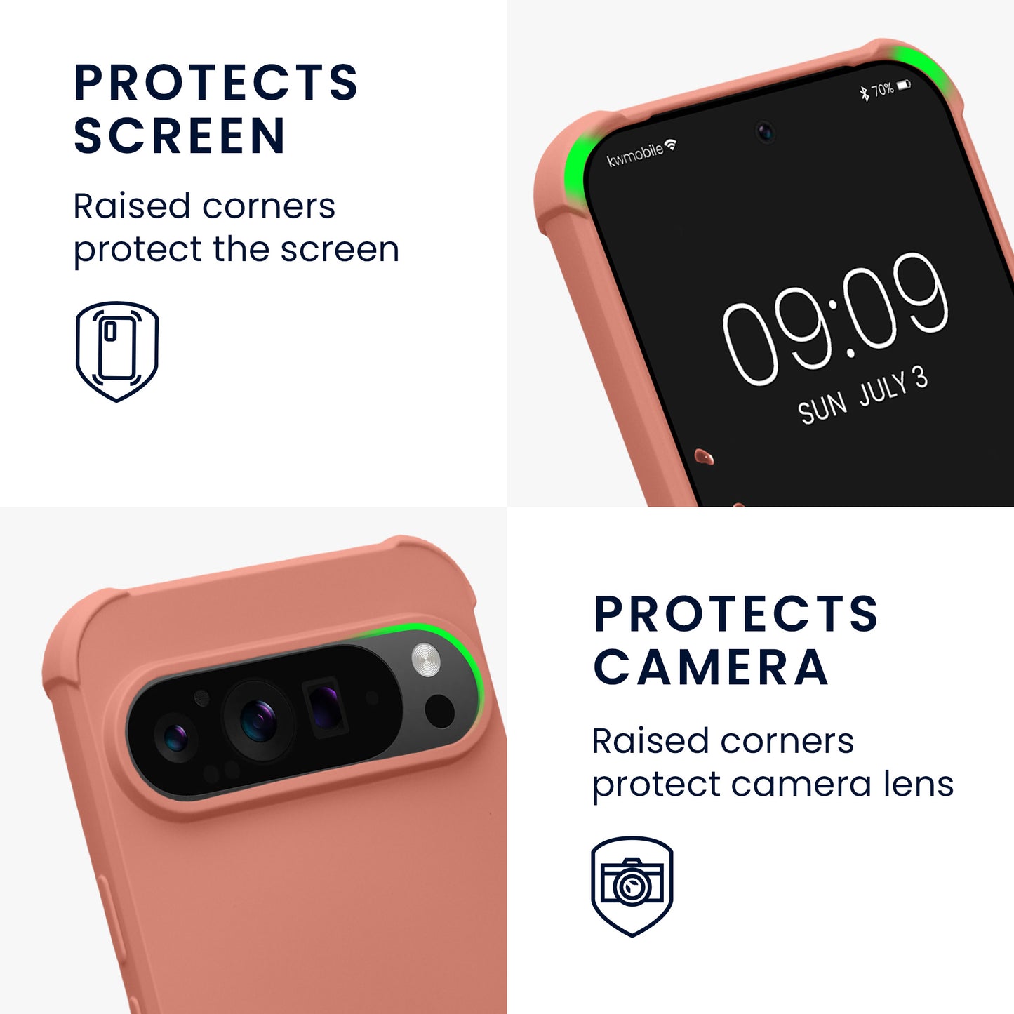 kwmobile Necklace Case compatible with Google Pixel 9 / Pixel 9 Pro - Cover with Lanyard - Silicone Protective Case