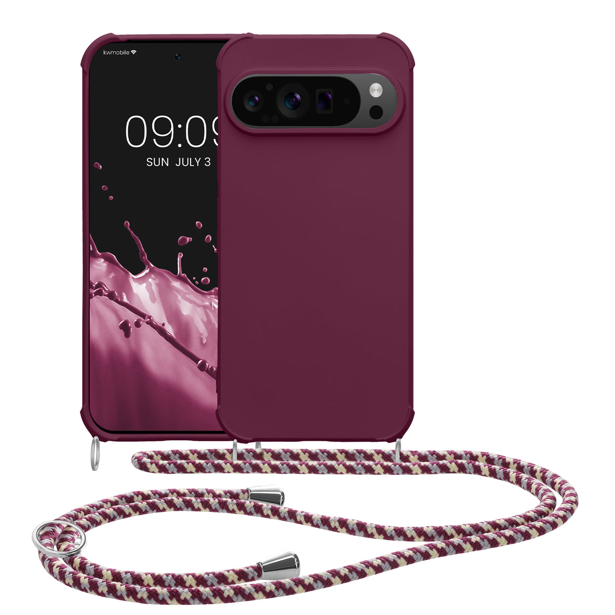 kwmobile Necklace Case compatible with Google Pixel 9 Pro XL Case - Cover with Lanyard - Silicone Protective Cover
