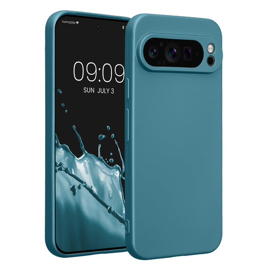kwmobile Handyhülle für Google Pixel 9 Pro XL Hülle - weiche Silikon Case metallisch schimmernd - Schutzhülle Cover - Metallic Karibikblau Metallic Karibikblau  