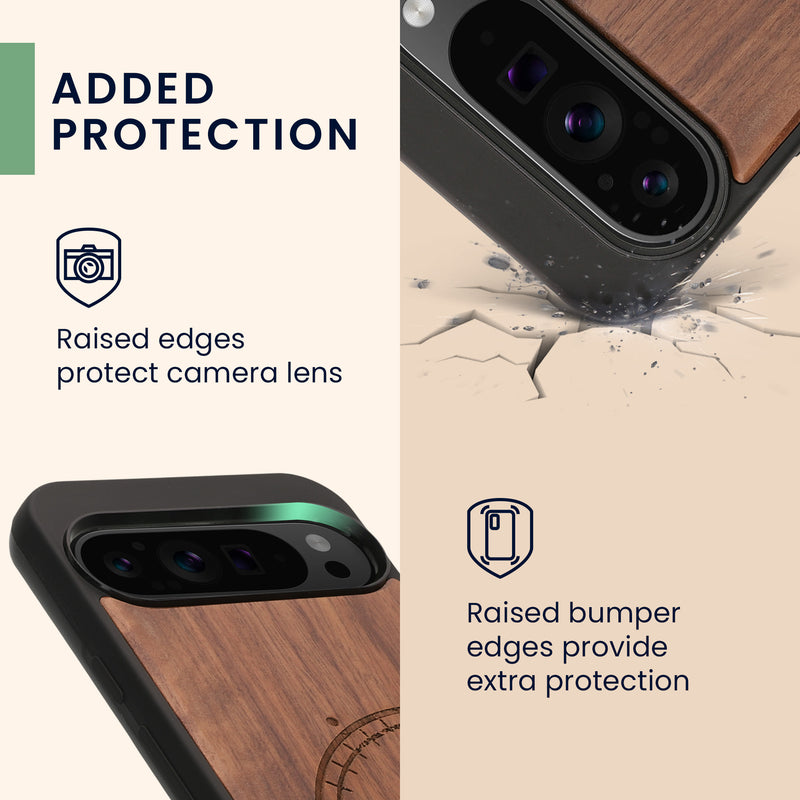 kwmobile Case Compatible with Google Pixel 9 Pro XL Case - Phone Cover - TPU Phone Case Compass Vintage