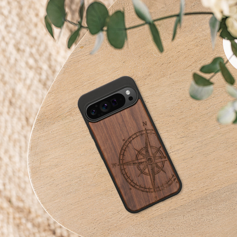 kwmobile Case Compatible with Google Pixel 9 Pro XL Case - Phone Cover - TPU Phone Case Compass Vintage