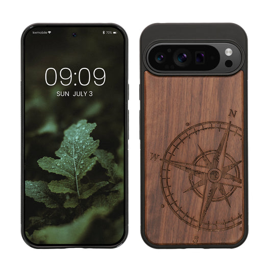 kwmobile Case Compatible with Google Pixel 9 Pro XL Case - Phone Cover - TPU Phone Case Compass Vintage