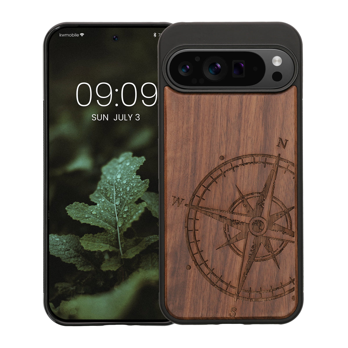 kwmobile Case Compatible with Google Pixel 9 Pro XL Case - Phone Cover - TPU Phone Case Compass Vintage