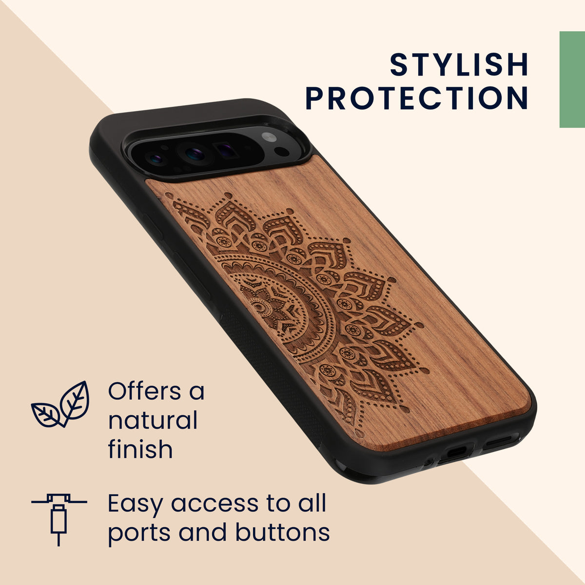 kwmobile Case Compatible with Google Pixel 9 Pro XL Case - Phone Cover - TPU Phone Case Compass Vintage