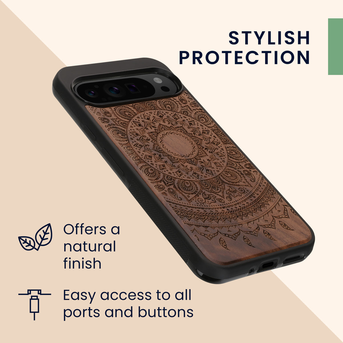 kwmobile Case Compatible with Google Pixel 9 Pro XL Case - Phone Cover - TPU Phone Case Compass Vintage
