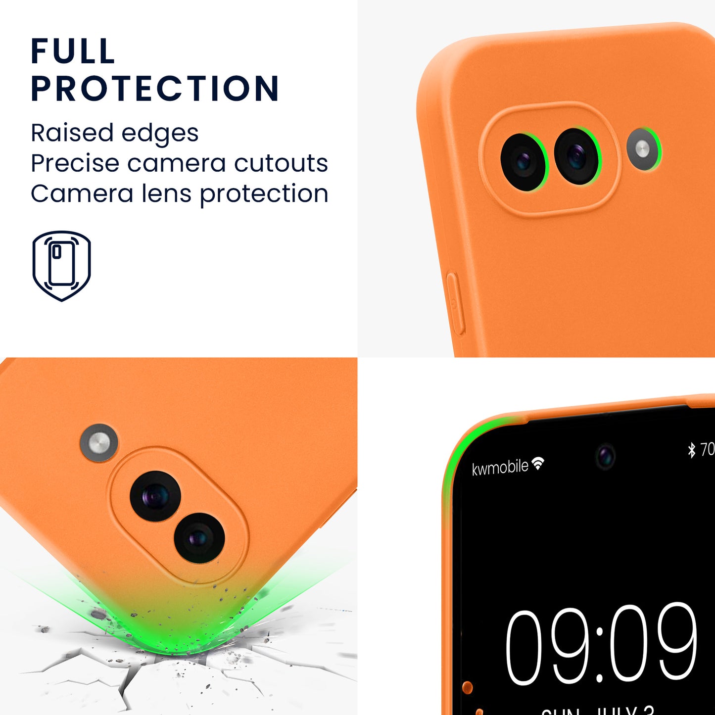kwmobile Phone Case for Google Pixel 9a - Soft Phone Silicone Case Protective Cover