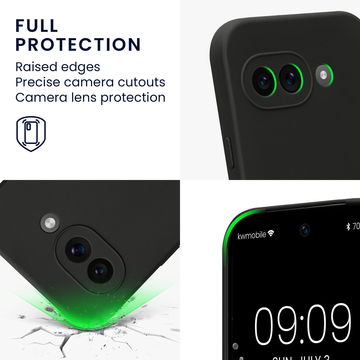 kwmobile Phone Case for Google Pixel 9a - Soft Phone Silicone Case Protective Cover