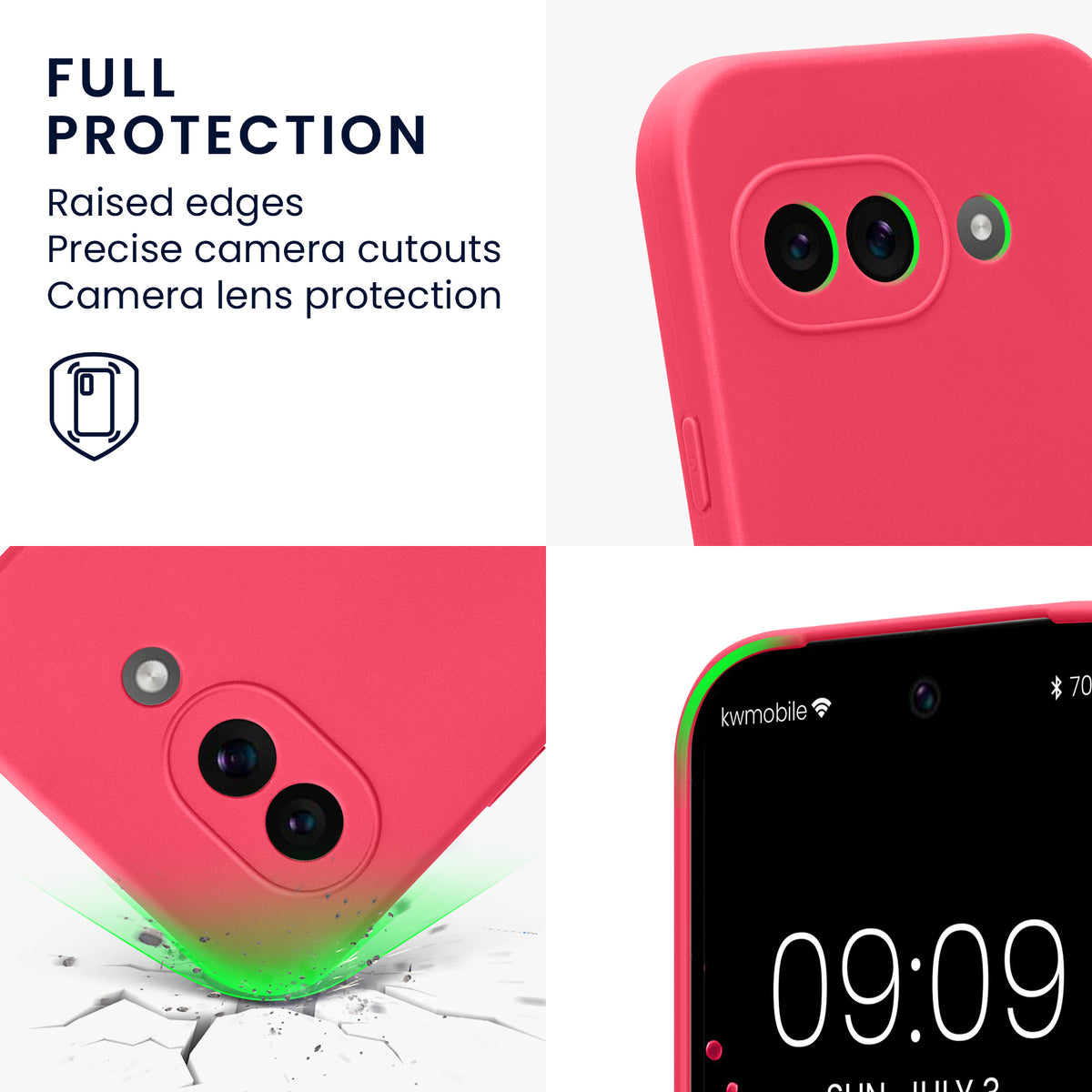 kwmobile Phone Case for Google Pixel 9a - Soft Phone Silicone Case Protective Cover