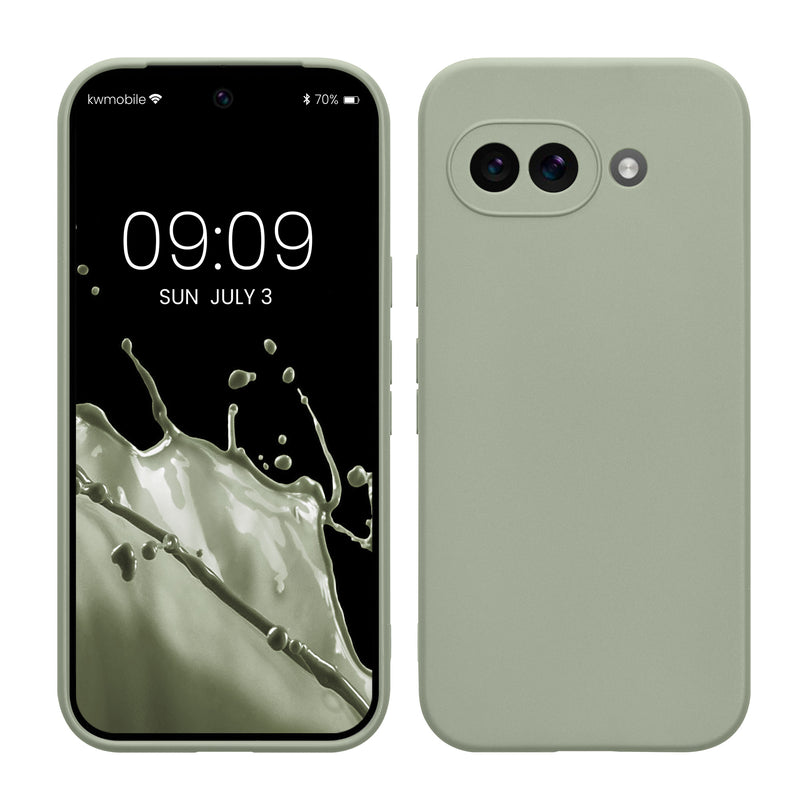 kwmobile Handyhülle für Google Pixel 9a Hülle - weiches Handy Silikon Case - Schutzhülle Cover - Graugrün Graugrün  