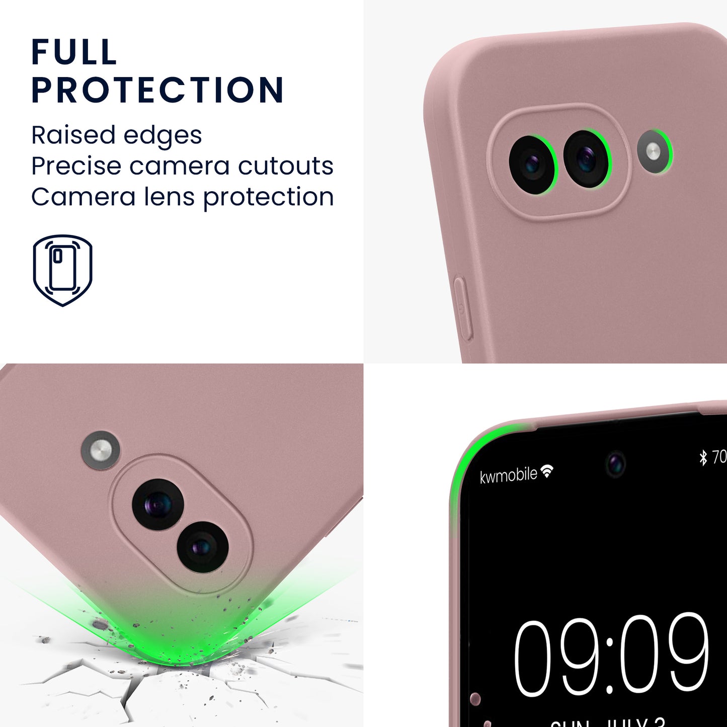 kwmobile Phone Case for Google Pixel 9a - Soft Phone Silicone Case Protective Cover