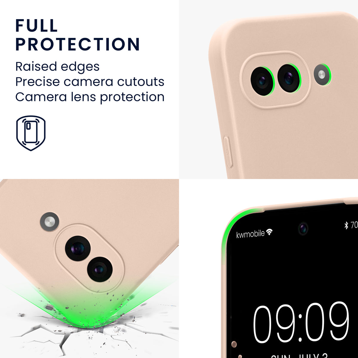 kwmobile Phone Case for Google Pixel 9a - Soft Phone Silicone Case Protective Cover