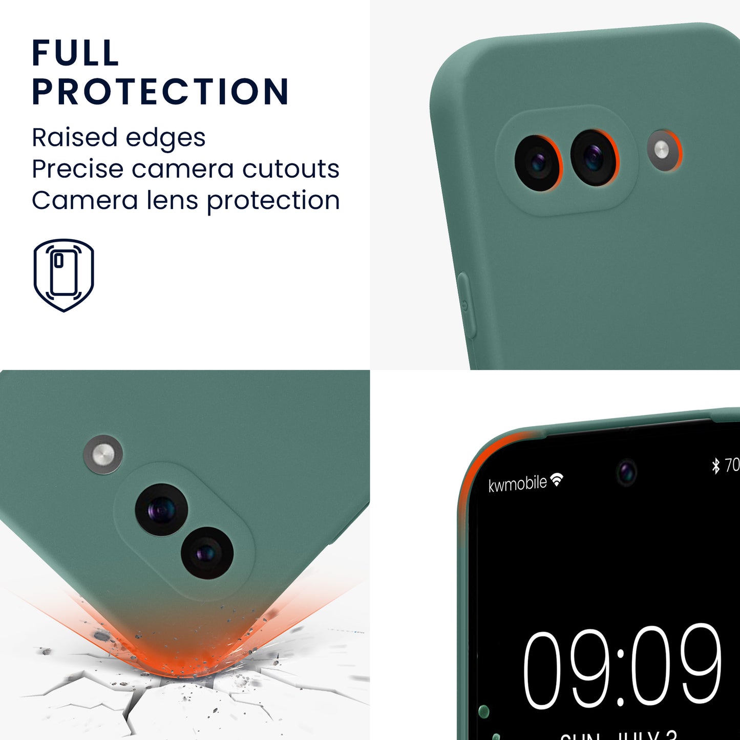 kwmobile Phone Case for Google Pixel 9a - Soft Phone Silicone Case Protective Cover