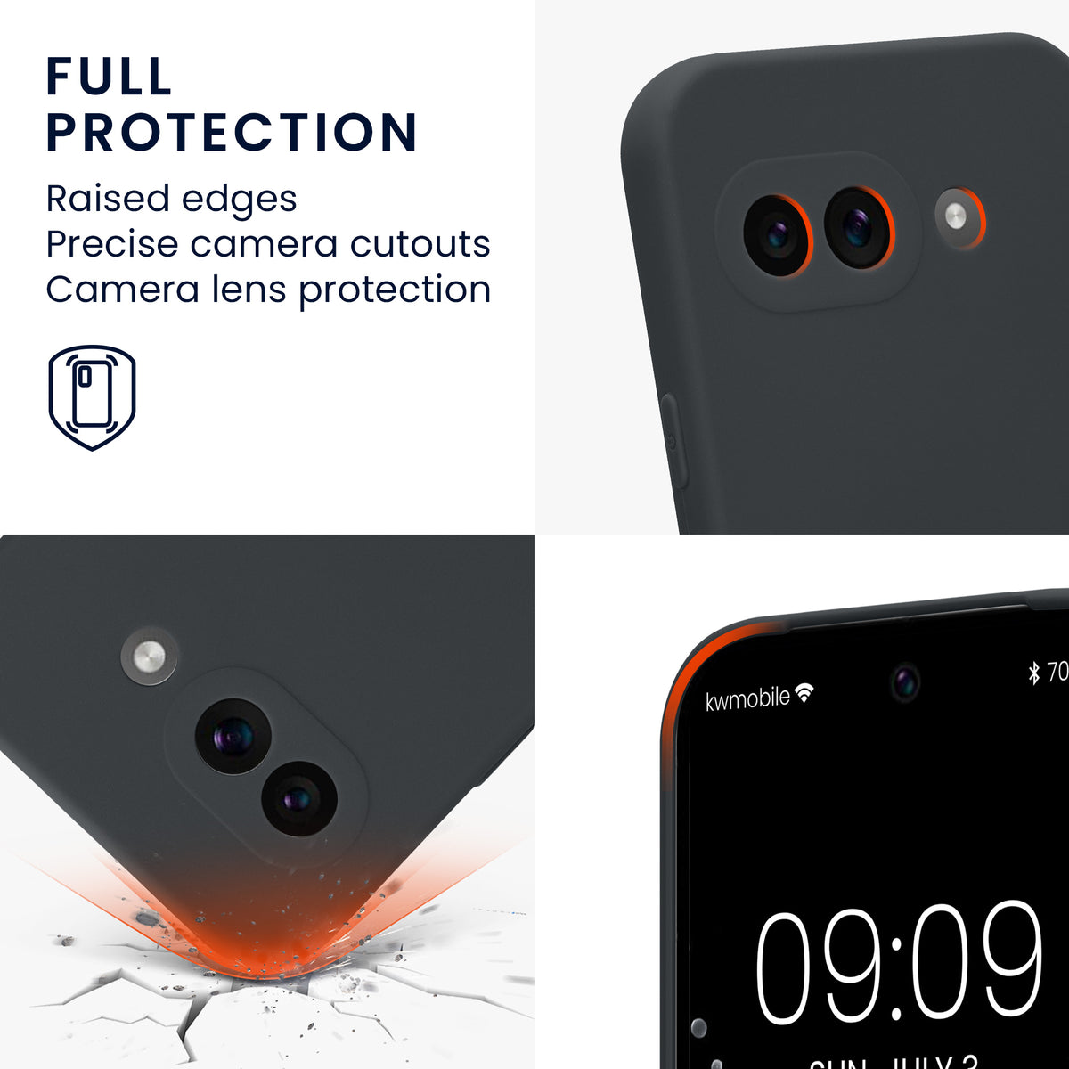 kwmobile Phone Case for Google Pixel 9a - Soft Phone Silicone Case Protective Cover