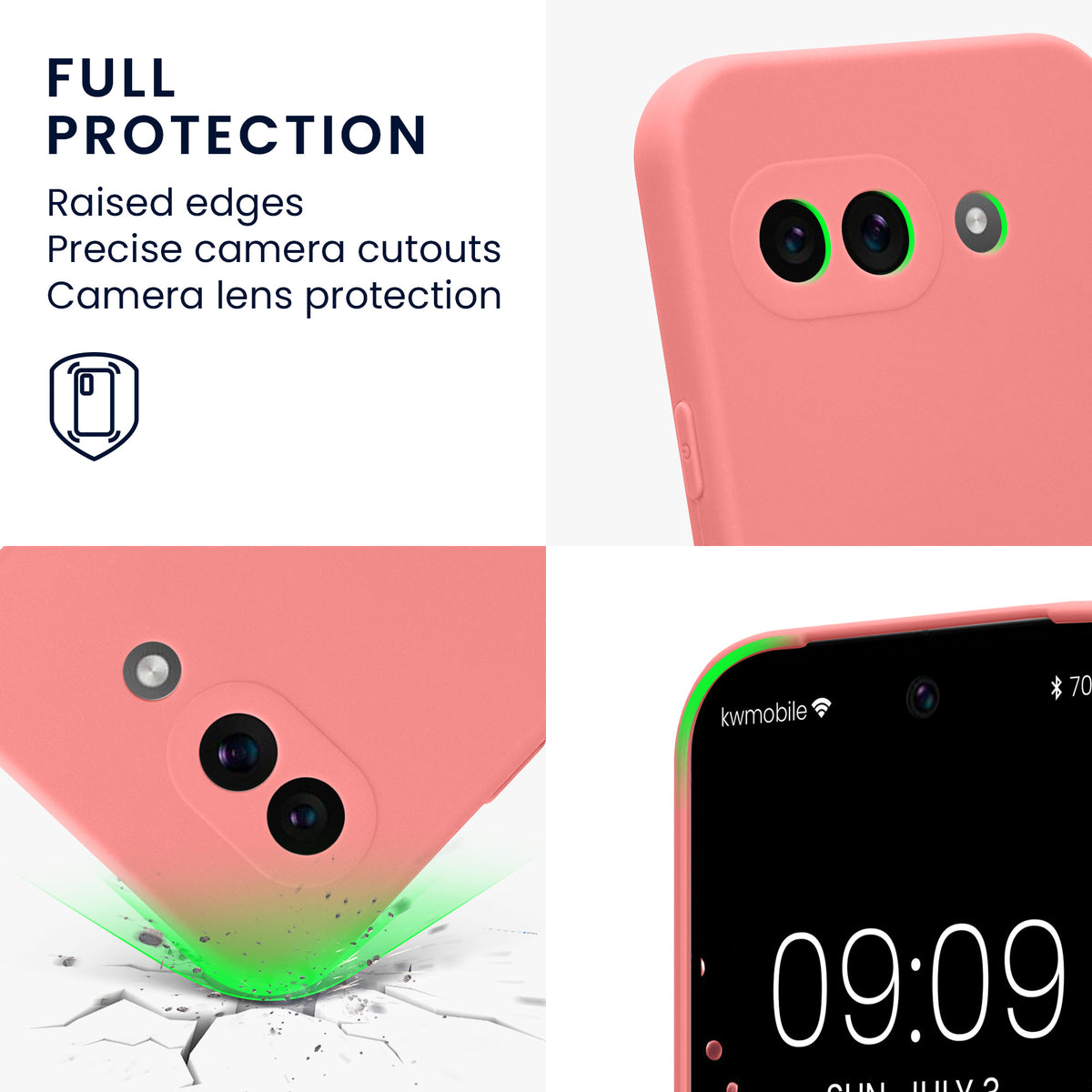 kwmobile Phone Case for Google Pixel 9a - Soft Phone Silicone Case Protective Cover