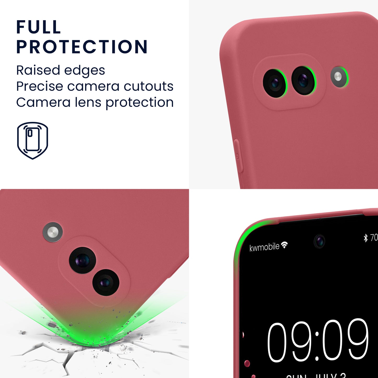kwmobile Phone Case for Google Pixel 9a - Soft Phone Silicone Case Protective Cover