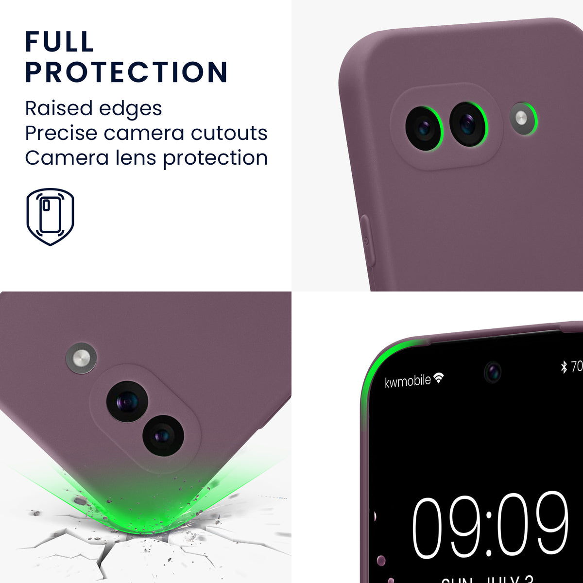 kwmobile Phone Case for Google Pixel 9a - Soft Phone Silicone Case Protective Cover