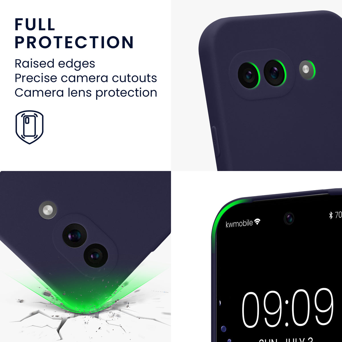 kwmobile Phone Case for Google Pixel 9a - Soft Phone Silicone Case Protective Cover