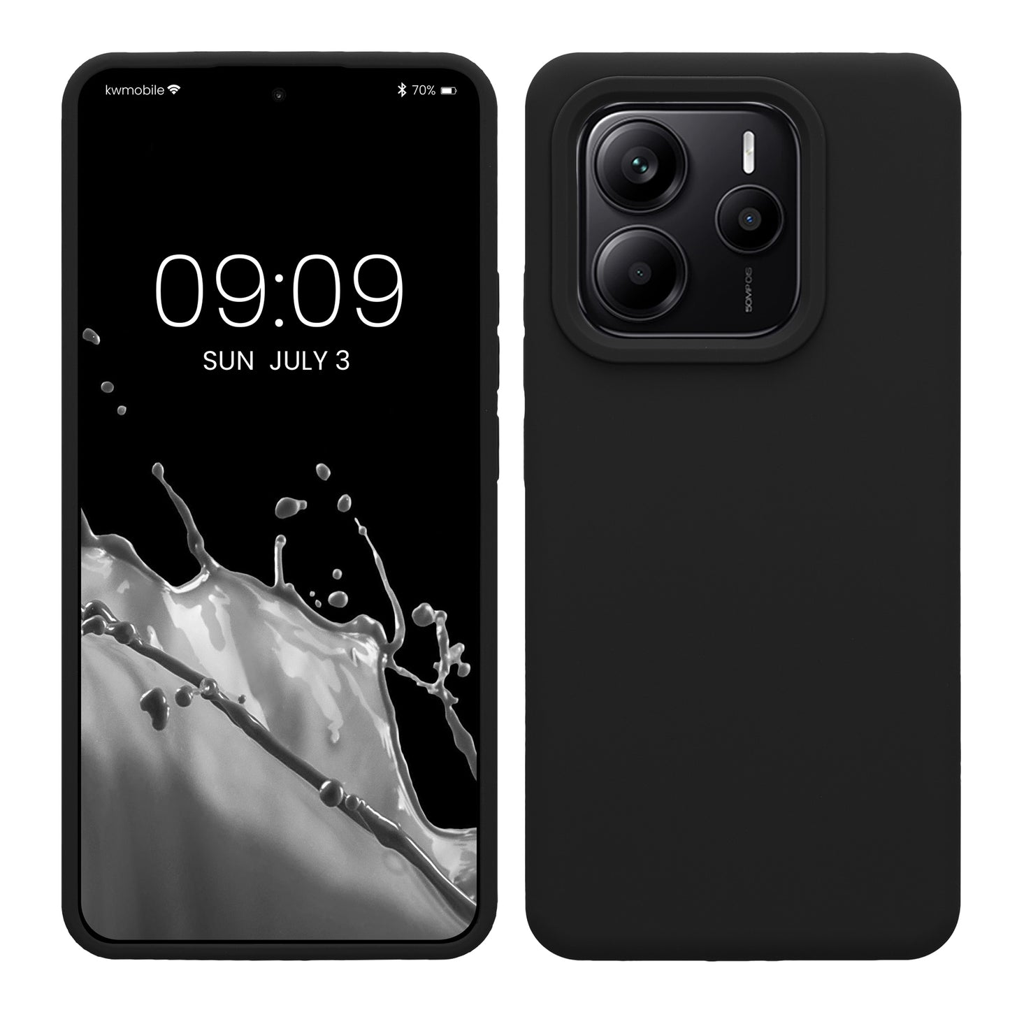 kwmobile Handyhülle für Xiaomi Redmi Note 14 5G (Nicht für 4G) Hülle - Case Silikon - Kabelloses Laden - Schutzhülle Cover in Schwarz Schwarz  