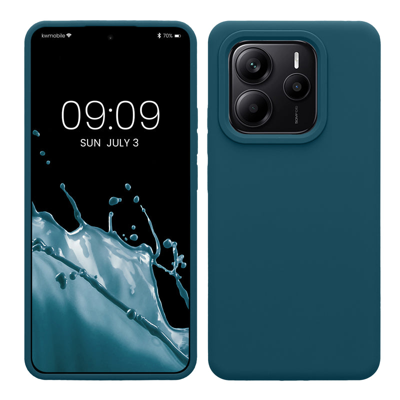 kwmobile Handyhülle für Xiaomi Redmi Note 14 5G (Nicht für 4G) Hülle - Case Silikon - Kabelloses Laden - Schutzhülle Cover in Petrol matt Petrol matt  