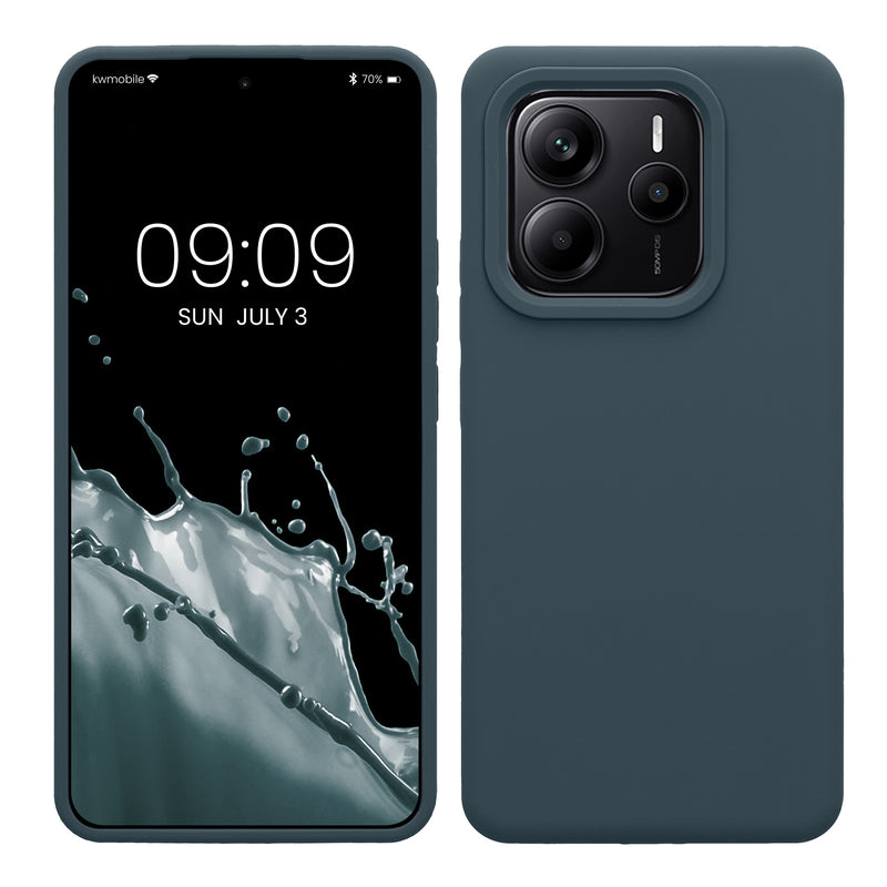 kwmobile Handyhülle für Xiaomi Redmi Note 14 5G (Nicht für 4G) Hülle - Case Silikon - Kabelloses Laden - Schutzhülle Cover in Dunkler Schiefer Dunkler Schiefer  