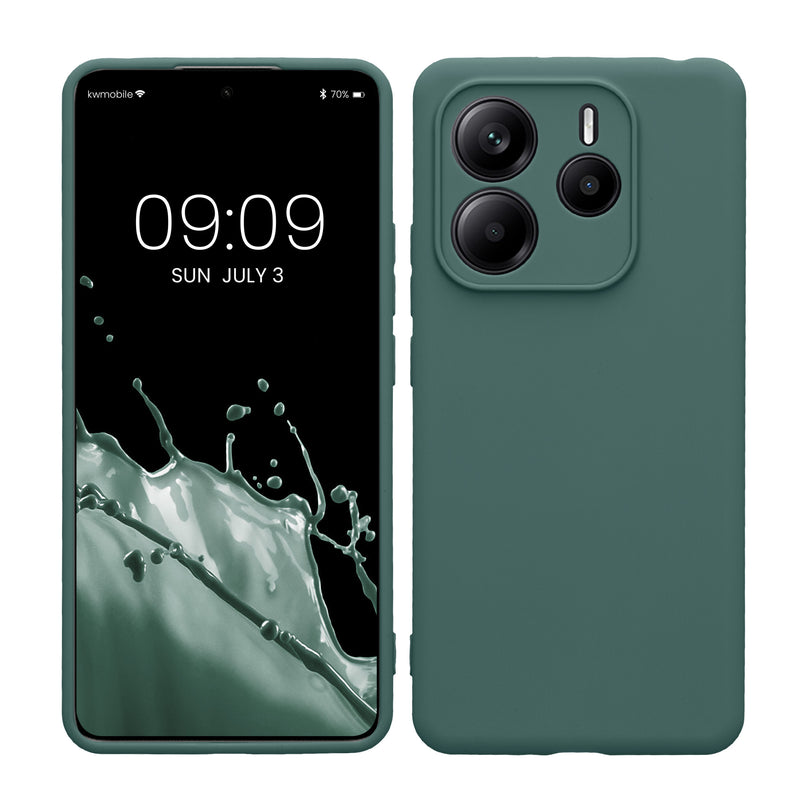 kwmobile Handyhülle für Xiaomi Redmi Note 14 5G (Nicht für 4G) Hülle - weiches Handy Silikon Case - Schutzhülle Cover - Blaugrün Blaugrün  