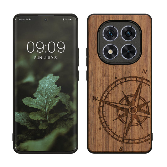 kwmobile Handyhülle für Xiaomi Redmi Note 14 Pro 5G / Poco X7 Hülle Holz - Case mit TPU Bumper - Stoßfestes Hardcase - Schutzhülle Cover in Dunkelbraun Dunkelbraun  [dsg01]