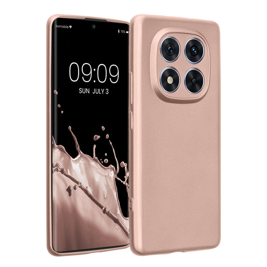 kwmobile Handyhülle für Xiaomi Redmi Note 14 Pro 5G / Poco X7 Hülle - weiche Silikon Case metallisch schimmernd - Schutzhülle Cover - Metallic Rosegold Metallic Rosegold  