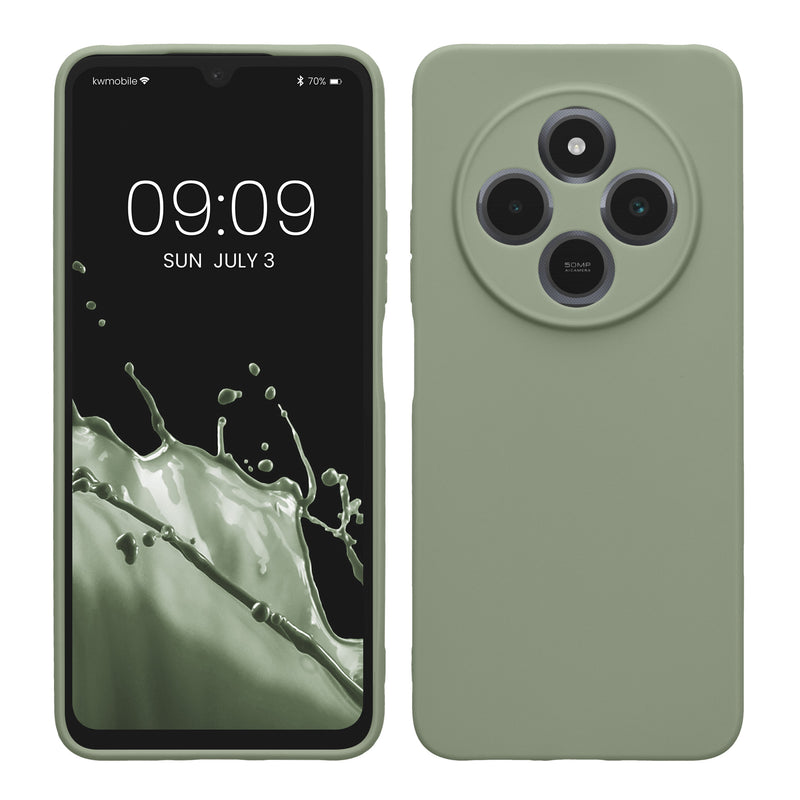 kwmobile Handyhülle für Xiaomi Redmi 14C / Poco C75 Hülle - weiches Handy Silikon Case - Schutzhülle Cover - Graugrün Graugrün  