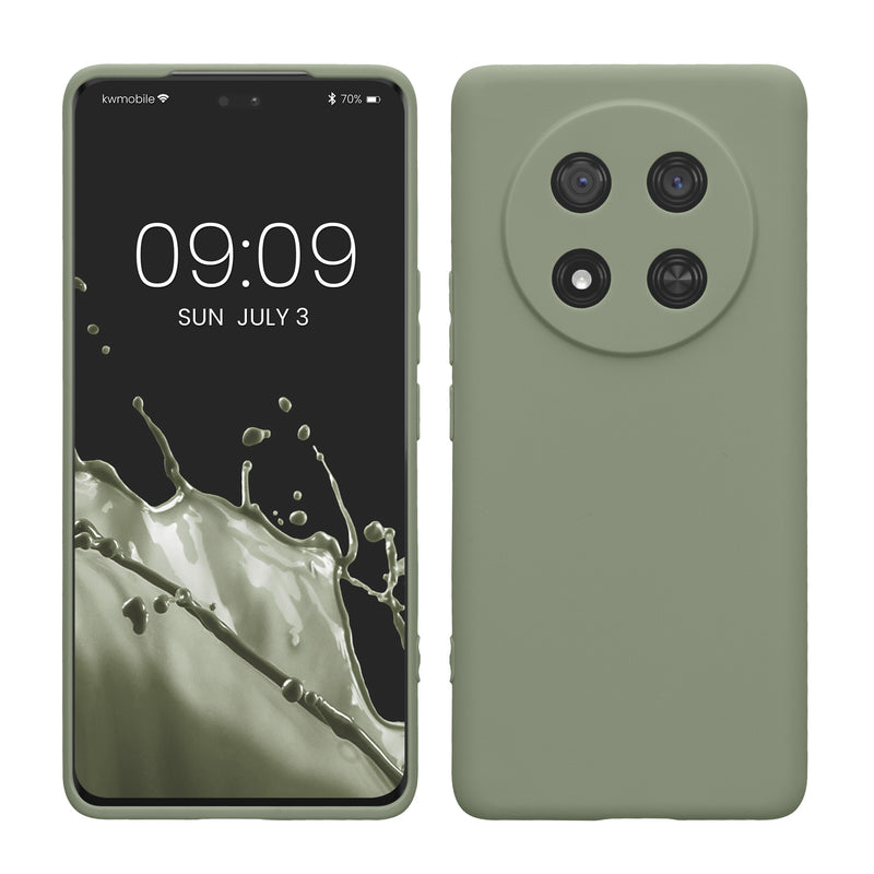 kwmobile Handyhülle für HONOR Magic7 Lite Hülle - weiches Handy Silikon Case - Schutzhülle Cover - Graugrün Graugrün  