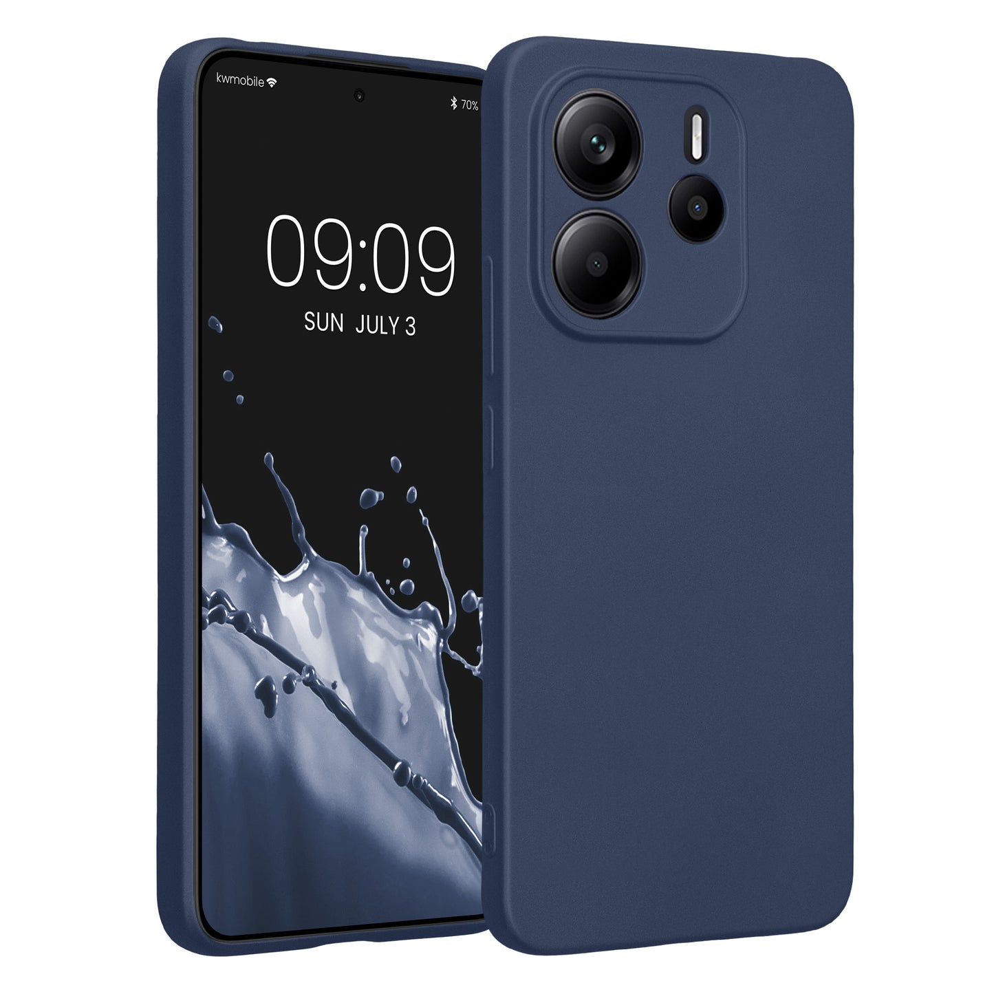 kwmobile Handyhülle für Xiaomi Redmi Note 14 4G (Nicht für 5G) Hülle - weiche Silikon Case metallisch schimmernd - Schutzhülle Cover - Metallic Blau Metallic Blau  