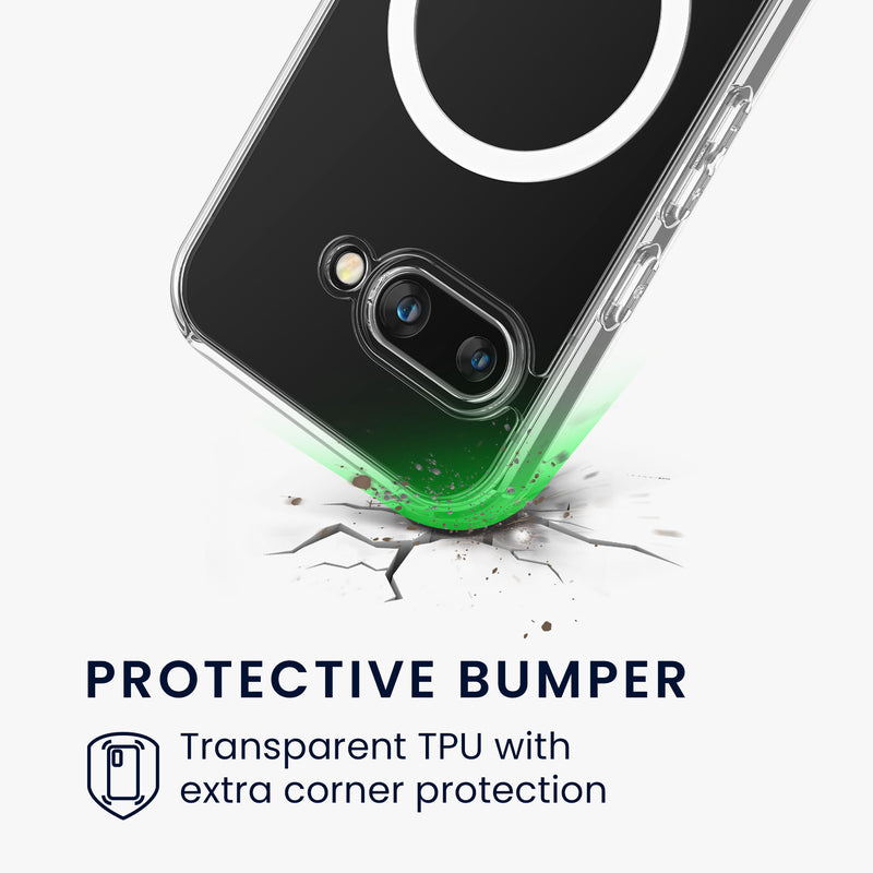 Google Pixel 9a Clear Phone Case with TPU Bumper with MagSafe and Corner Protection