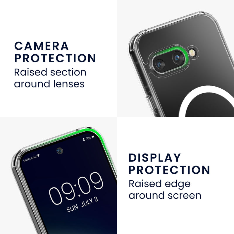 Google Pixel 9a Clear Phone Case with TPU Bumper with MagSafe and Corner Protection