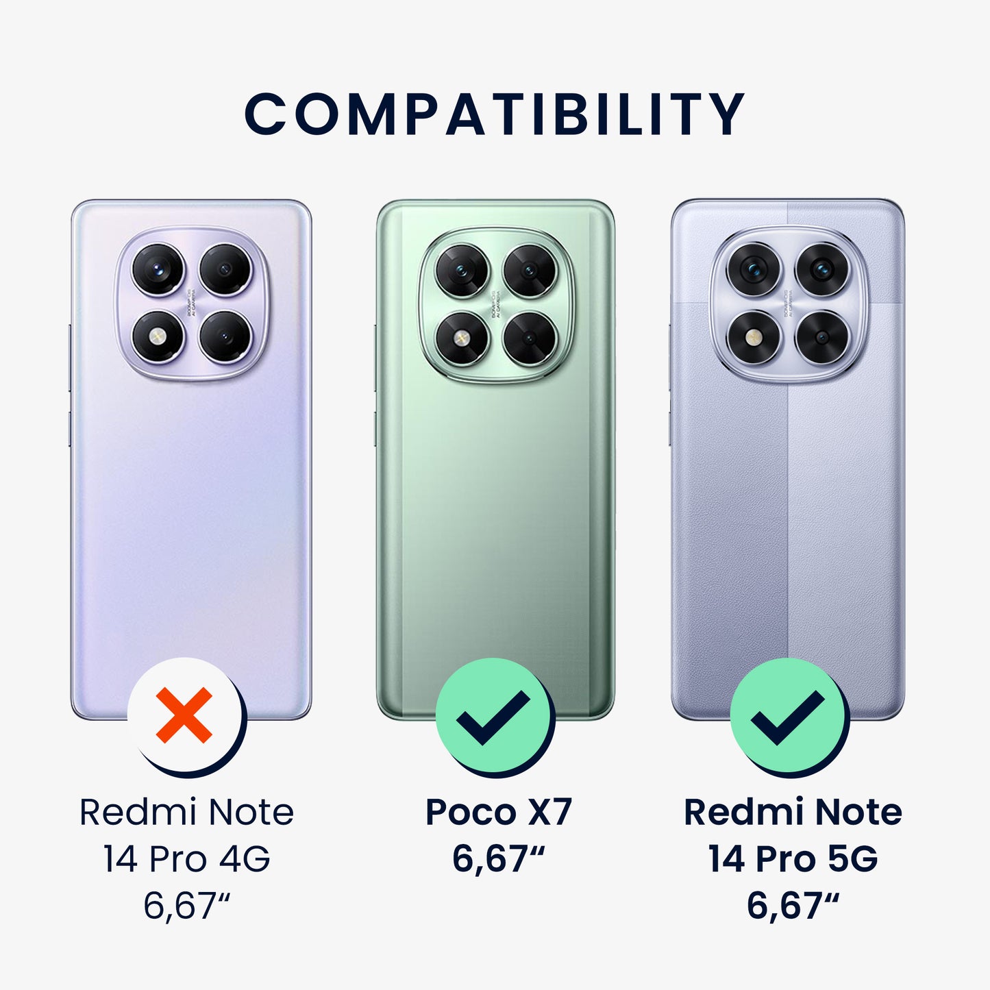 kwmobile Phone case compatible with Xiaomi Redmi Note 14 Pro 5G / Poco X7 Soft case with Camera Protection Card Slot