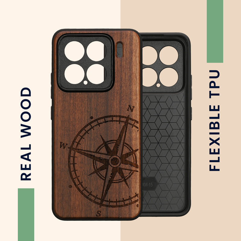 kwmobile Case Compatible with Xiaomi 15 Case Phone Cover TPU Phone Case Compass Vintage