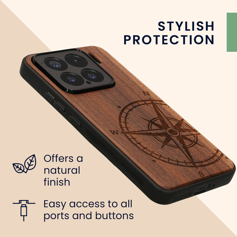kwmobile Case Compatible with Xiaomi 15 Case Phone Cover TPU Phone Case Compass Vintage