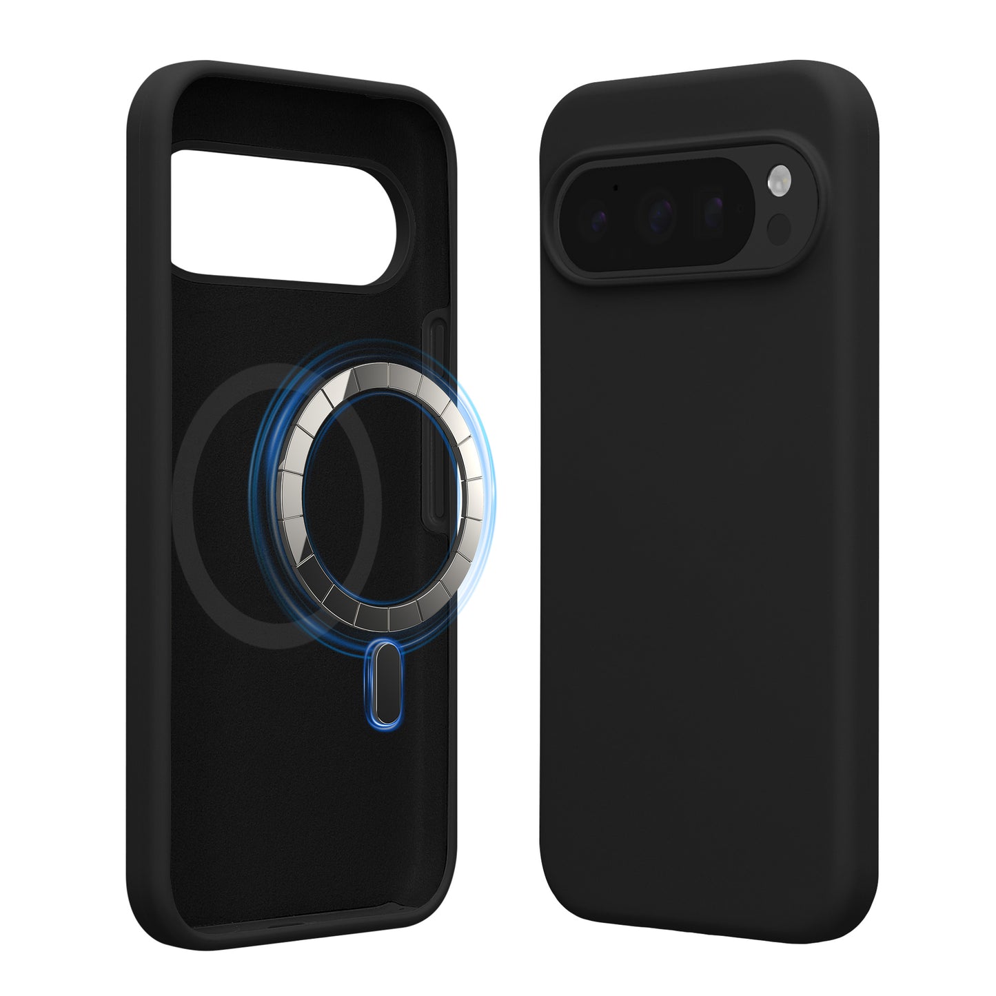 kwmobile Hülle kompatibel mit Google Pixel 10 Pro XL Hülle - magnetisches Silikon Case kompatibel mit MagSafe - Cover gummiert Schwarz Schwarz  