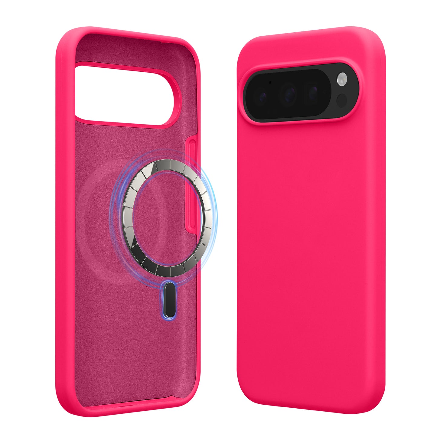 kwmobile Hülle kompatibel mit Google Pixel 10 Pro XL Hülle - magnetisches Silikon Case kompatibel mit MagSafe - Cover gummiert Neon Pink Neon Pink  
