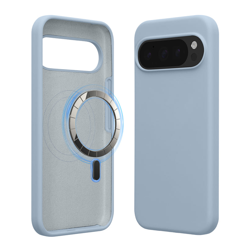 kwmobile Hülle kompatibel mit Google Pixel 10 Pro XL Hülle - magnetisches Silikon Case kompatibel mit MagSafe - Cover gummiert Hellblau matt Hellblau matt  