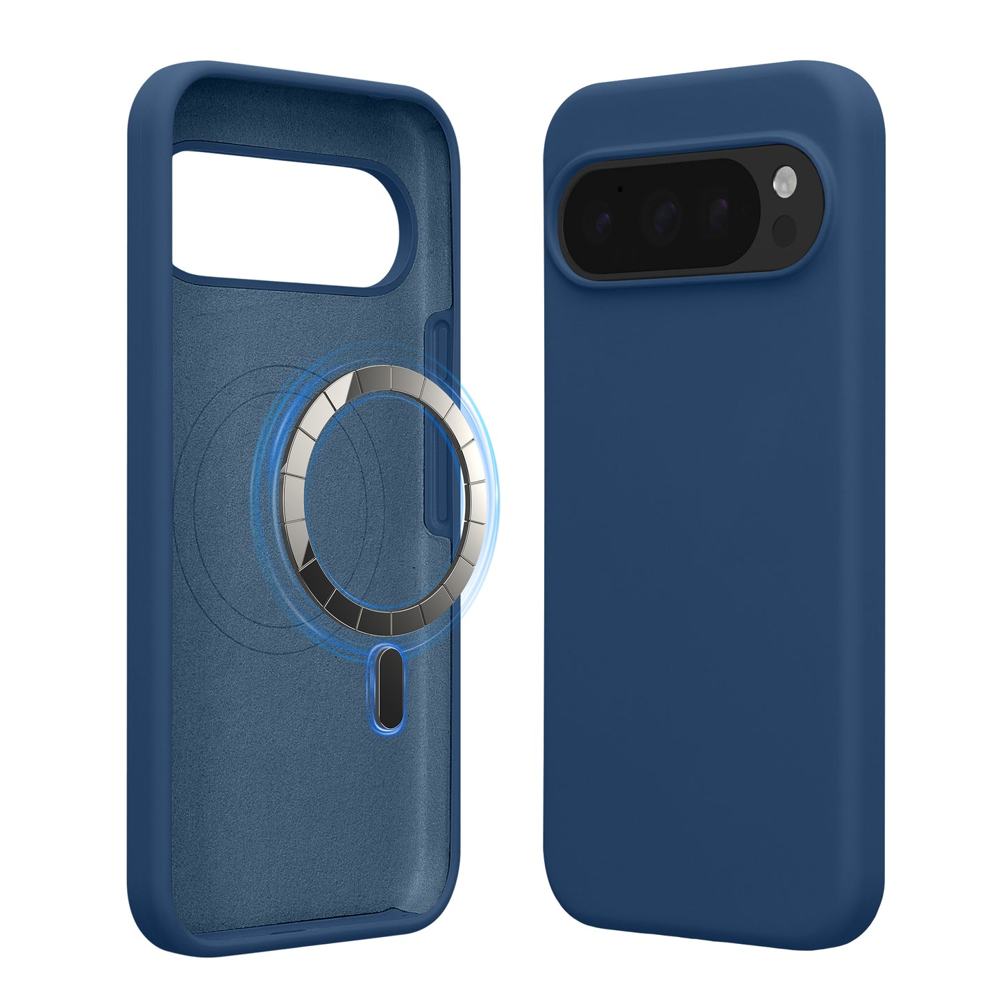 kwmobile Hülle kompatibel mit Google Pixel 10 Pro XL Hülle - magnetisches Silikon Case kompatibel mit MagSafe - Cover gummiert Marineblau Marineblau  
