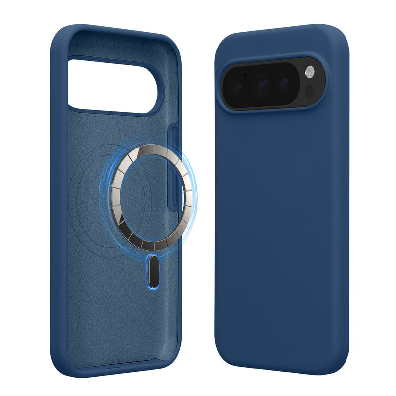 kwmobile Hülle kompatibel mit Google Pixel 10 / Pixel 10 Pro Hülle - magnetisches Silikon Case kompatibel mit MagSafe - Cover gummiert Marineblau Marineblau  