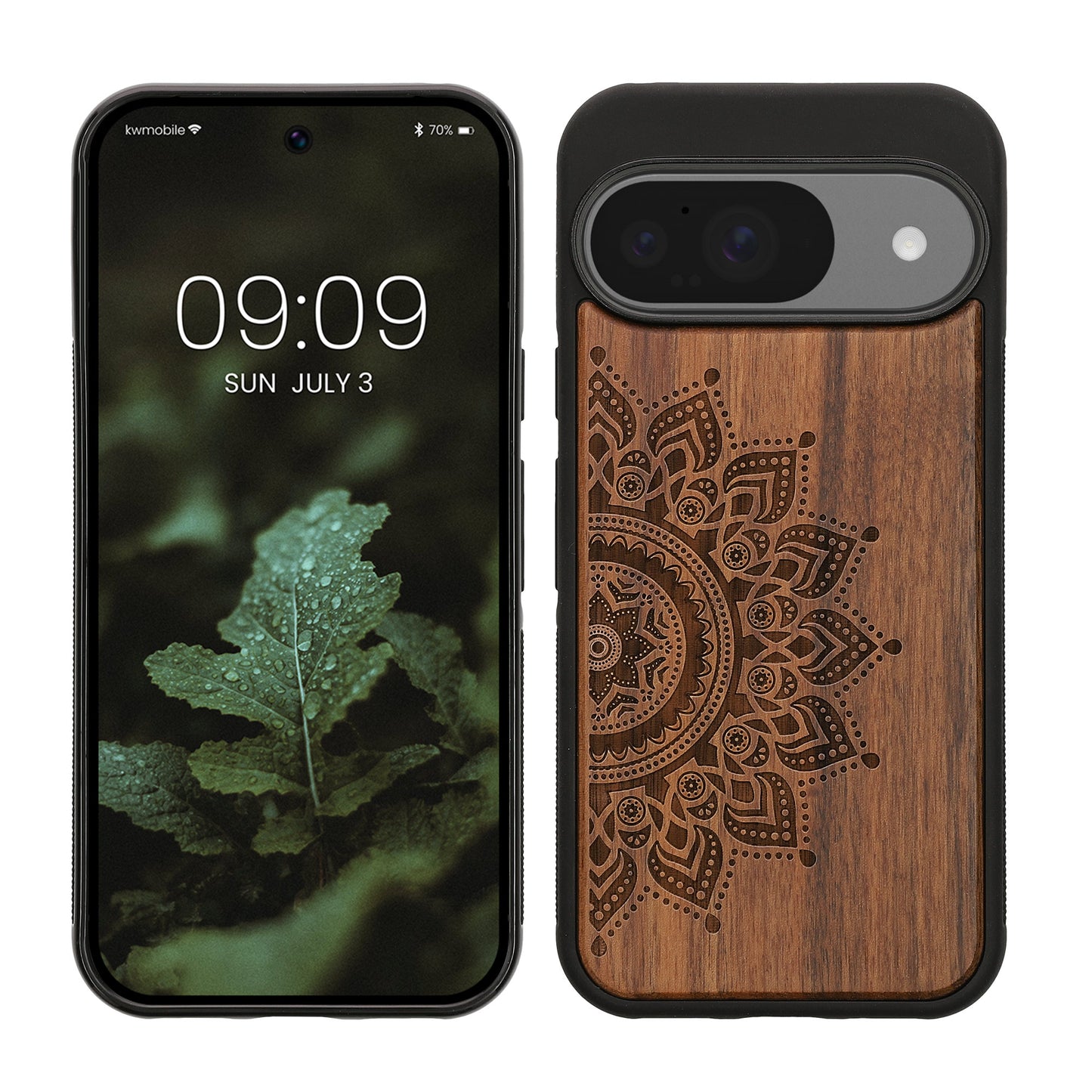 kwmobile Handyhülle für Google Pixel 10 / Pixel 10 Pro Hülle Holz - Case mit TPU Bumper - Stoßfestes Hardcase - Schutzhülle Cover in Dunkelbraun Dunkelbraun  [dsg02]