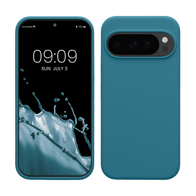 kwmobile Handyhülle für Google Pixel 10 / Pixel 10 Pro Hülle - Case Silikon - Kabelloses Laden - Schutzhülle Cover in Petrol matt Petrol matt  
